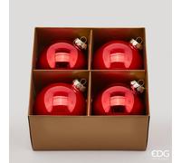 EDG Enzo De Gasperi Addobbo Palla di Natale Vetro D 10 Cm Cf 4 Pz Rosso