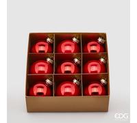 EDG Enzo De Gasperi Addobbo Palla di Natale Vetro D 6 Cm Cf 9 Pz Rosso