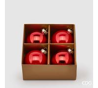 EDG Enzo De Gasperi Addobbo Palla di Natale Vetro D 8 Cm Cf 4 Pz Rosso