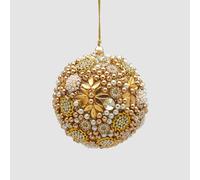 EDG Enzo De Gasperi Addobbo Pallina Sfera di Natale Mille Perle 10cm Oro