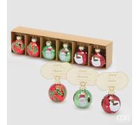 EDG Enzo De Gasperi Addobbo Segnaposto Palla Babbo Natale Vetro Ass. D 4 Cm Cf 6 Pz Verde Rosso