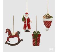 EDG Enzo De Gasperi Addobbo Soggetti di Natale Ass.Doubleface H 10 Cm Xmas Green Red 1 Pz