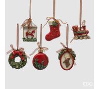 EDG Enzo De Gasperi Addobbo Soggetti di Natale Ass. H 9 Cm Xmas Green Red 1 Pz