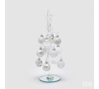 EDG Enzo De Gasperi Albero di Natale in Vetro Decorato su Base H 26 Cm D 9 Cm Natural