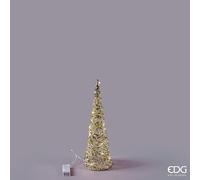 EDG Enzo De Gasperi Albero di Natale Led Intreccio Cono 20 MicroLed H 40 Cm D 12 Cm IP20 Gold