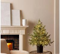 EDG Enzo de Gasperi Albero di Natale Pino Argentato con Vaso e 240 luci LED H90xD85 cm