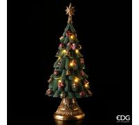 EDG Enzo De Gasperi Albero di Natale Poly con Luci e Musica H 60 Cm Green Gold