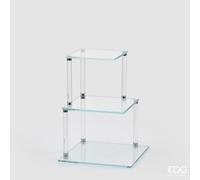 EDG Enzo De Gasperi Alzata Decorativa Splendor Quadrata 3 Piani H 38 Cm L 30 Cm L 30 Cm Vetro Natural