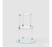 EDG Enzo De Gasperi Alzata Decorativa Splendor Rotonda 3 Piani H 38 Cm D 30 Cm Vetro Natural