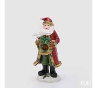 EDG Enzo De Gasperi Babbo Natale con Ghirlanda H37x17x16 cm Verde Rosso - Decorazione di Natale