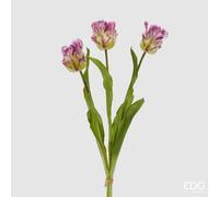 EDG Enzo De Gasperi Enzo De Gasperi Bouquet 3 Tulipani Parrot con Foglie Artificiali H 51 Cm Violet