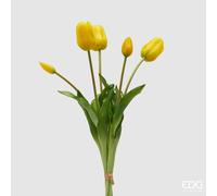 EDG Enzo De Gasperi Bouquet 5 Tulipani con Foglie Artificiali H 48 Cm Yellow
