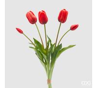 EDG Enzo De Gasperi Bouquet 5 Tulipani con Foglie H 48 Cm Red