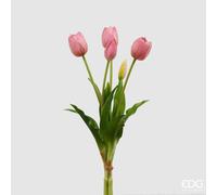 EDG Enzo De Gasperi Bouquet di 5 Tulipani Chiusi Gomma H 40 Cm Mauve