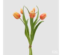 EDG Enzo De Gasperi Bouquete Tulipano Chiuso X4 H 40 Cm con Bocciolo Arancione
