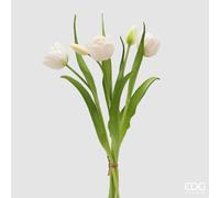 EDG Enzo De Gasperi Bouquete Tulipano Chiuso X4 H 40 Cm con Bocciolo Bianco