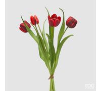 EDG Enzo De Gasperi Bouquete Tulipano Chiuso X4 H 40 Cm con Bocciolo Rosso Grenat