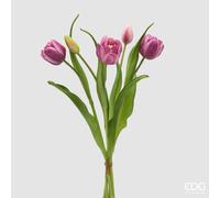 EDG Enzo De Gasperi Bouquete Tulipano Chiuso X4 H 40 Cm con Bocciolo Viola Mix