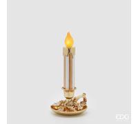EDG Enzo De Gasperi Candela a Led con Piattino di Natale H 38 Cm D 18 Cm Bianco Oro