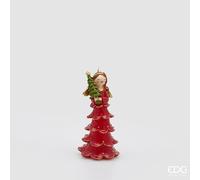 EDG Enzo De Gasperi Candela Angelo di Natale H 15 Cm D 8 Cm Green Red