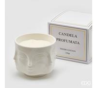 EDG Enzo De Gasperi Candela C/Vaso Facce H9 D11 B9 Cotton Bianca