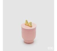 EDG Enzo De Gasperi Candela di Natale Fiocco con Vaso H 11 Cm D 7 Cm Rose Water Rosa Oro