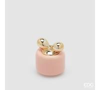 EDG Enzo De Gasperi Candela di Natale Fiocco H 10 Cm D 8,5 Cm Princess of The Night Rosa Oro