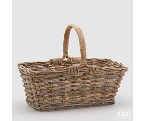EDG Enzo De Gasperi Cesto Rattan Rettangolare H 45 Cm 60 x 33 Cm con Manico