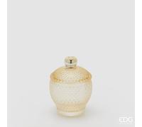 EDG Enzo De Gasperi Contenitore Decorativo Micro Quadretti Bombato H 11,5 Cm D 8,5 Cm Giallo