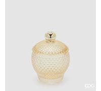 EDG Enzo De Gasperi Contenitore Decorativo Micro Quadretti Bombato H 14,5 Cm D 10,5 Cm Giallo