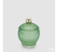 EDG Enzo De Gasperi Contenitore Decorativo Micro Quadretti Bombato H 14,5 Cm D 10,5 Cm Verde