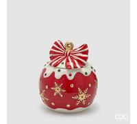 EDG Enzo De Gasperi Contenitore Palla XMas Natale H 21 Cm D. 18,5 Cm White Red