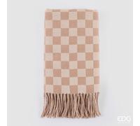 EDG Enzo De Gasperi Coperta a Scacchi 152 x 127 Cm Poliestere Bianco Rosa