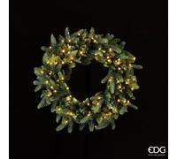 Corona Natalizia Luxury 60 cm Verde con 100 LED Bianco Caldo