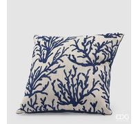 EDG Enzo De Gasperi Cuscino con Coralli Quadrato 43 x 43 Cm Blu Scuro
