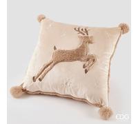 EDG Enzo De Gasperi Cuscino Natale Renna Quadrato 45 x 45 Cm Camel