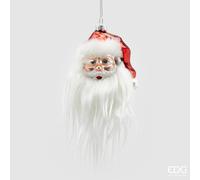 EDG Enzo De Gasperi Decorazione Babbo Natale Vetro Bell con Barba H 20 Cm White Red