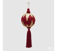 EDG Enzo De Gasperi Decorazione di Natale Nappa Ricamo H 36 Cm D 12 Cm Burgundy