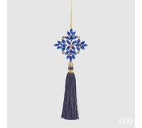 EDG Enzo De Gasperi Decorazione Natale FioccoNeve Gemme con Nappa H 22 Cm Blue
