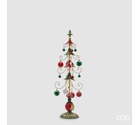 EDG Enzo De Gasperi Decoro Albero di Natale con Decorazioni Metallo H 91 Cm Green Red