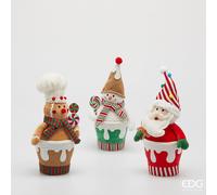 EDG Enzo De Gasperi Decoro Babbo Natale Uomoneve Marzapane Ass. H 35 Green Red 1 Pz