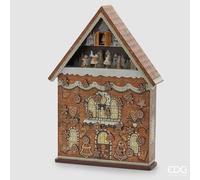 EDG Enzo De Gasperi Decoro Casetta Avvento Natale H 62 Cm L 39 Cm L 11 Cm Musica Movimento Led White Brown