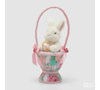 EDG Enzo De Gasperi Decoro Cesto di Pasqua con Coniglio H 54 Cm D 20 Cm Multicolor