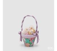 EDG Enzo De Gasperi Decoro Cesto di Pasqua con Pulcini H 35 Cm D 17 Cm Multicolor