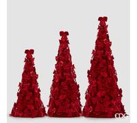 EDG Enzo De Gasperi Decoro Cono con Fiocchi di Natale H 150 Cm D 55 Cm 3 Pz Red
