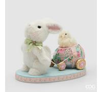 EDG Enzo De Gasperi Decoro di Pasqua Coniglio con Pulcino H 32 Cm L 42 Cm L 25 Cm Multicolor