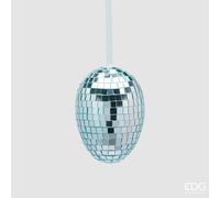 EDG Enzo De Gasperi Decoro Mirror Uovo da Appendere H 10 Cm D 7,5 Cm Lighr Blue