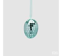 EDG Enzo De Gasperi Decoro Mirror Uovo da Appendere H 6 Cm D 4 Cm Aqua Cf 8 Pz