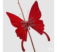 EDG Enzo De Gasperi Decoro Natale Farfalla con Clip D 33 Cm Burgundy