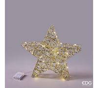 EDG Enzo De Gasperi Decoro Stella Natale Intreccio 40 MicroLed D 40 Cm L 6 Cm Gold